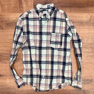 J. Crew Navy and Red Plaid Madras Button-Down Shirt